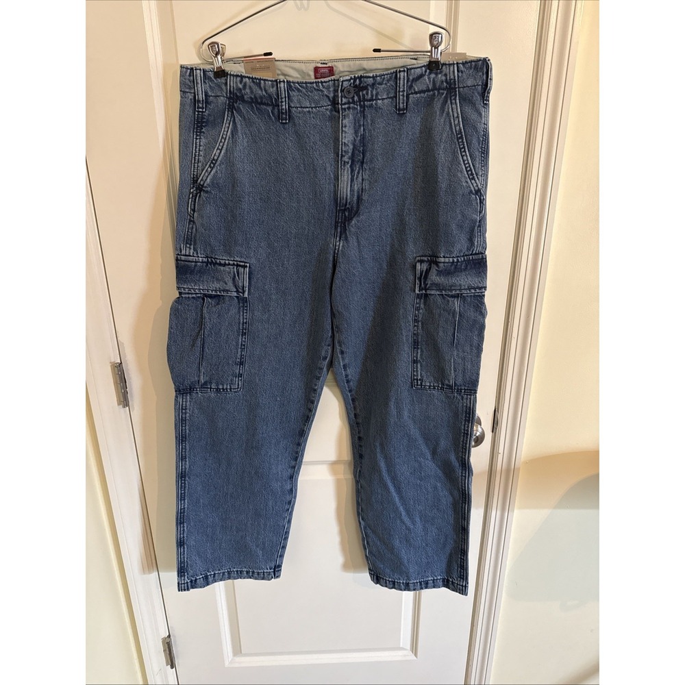 Levis Jeans Mens 38 X 30 XX Cargo Straight Medium Wash 100% Cotton Denim NWT